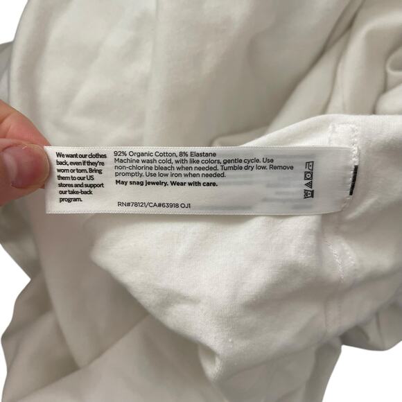 Eileen Fisher XS Hooded Sweater White Open Front Organic Cotton Pockets - Picture 3 of 10